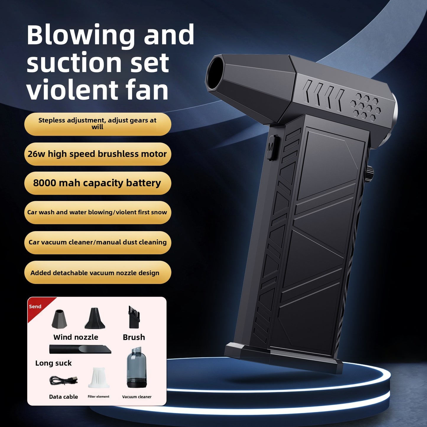 High-speed dust blowing and dust removal fan