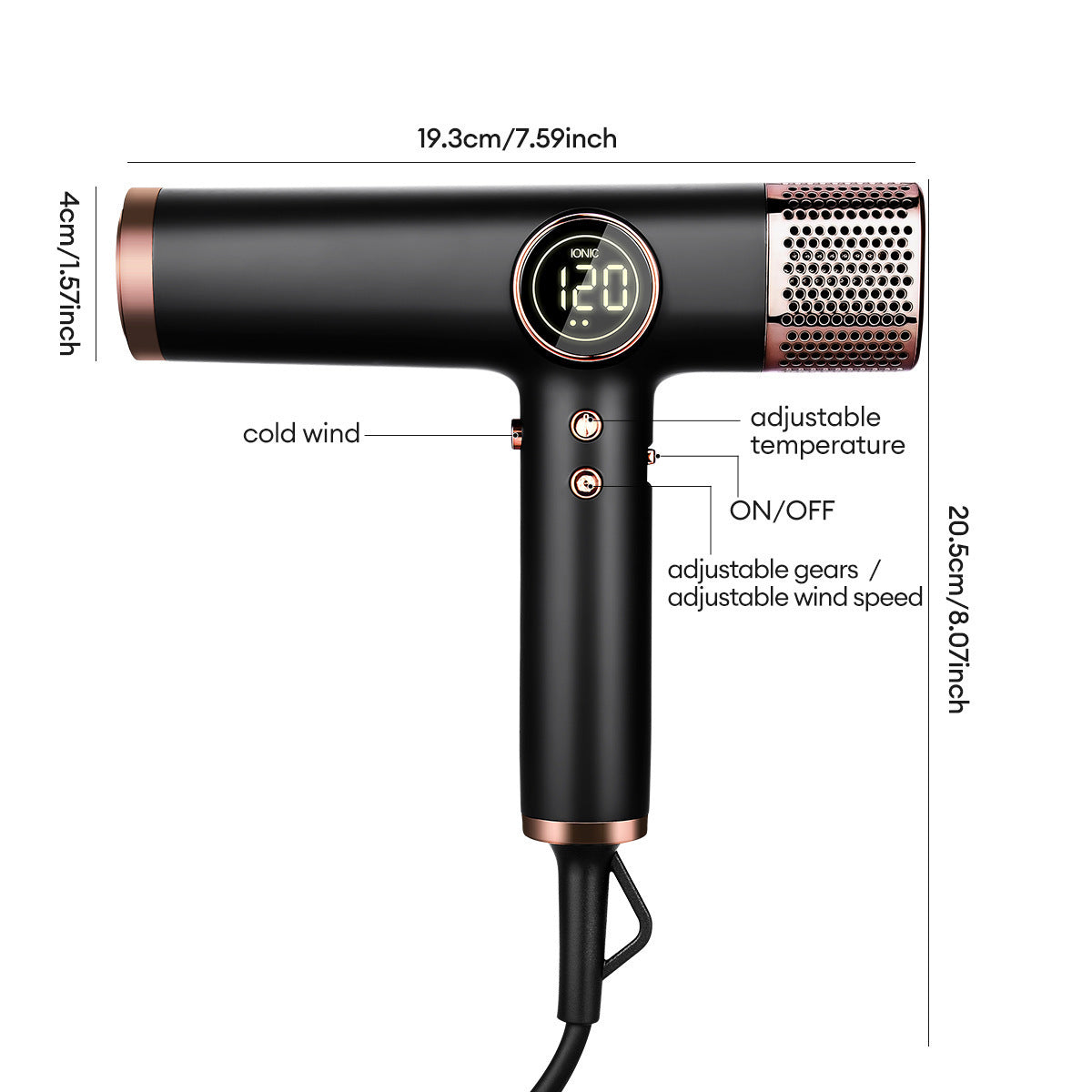 High-Speed Hair Dryer with Interchangeable Nozzles