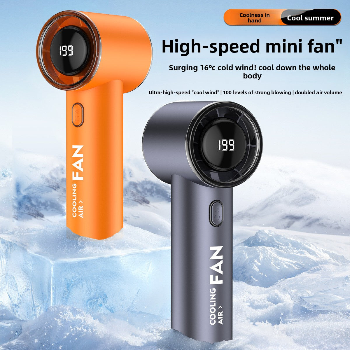 High-Speed Handheld Fan with Digital Display