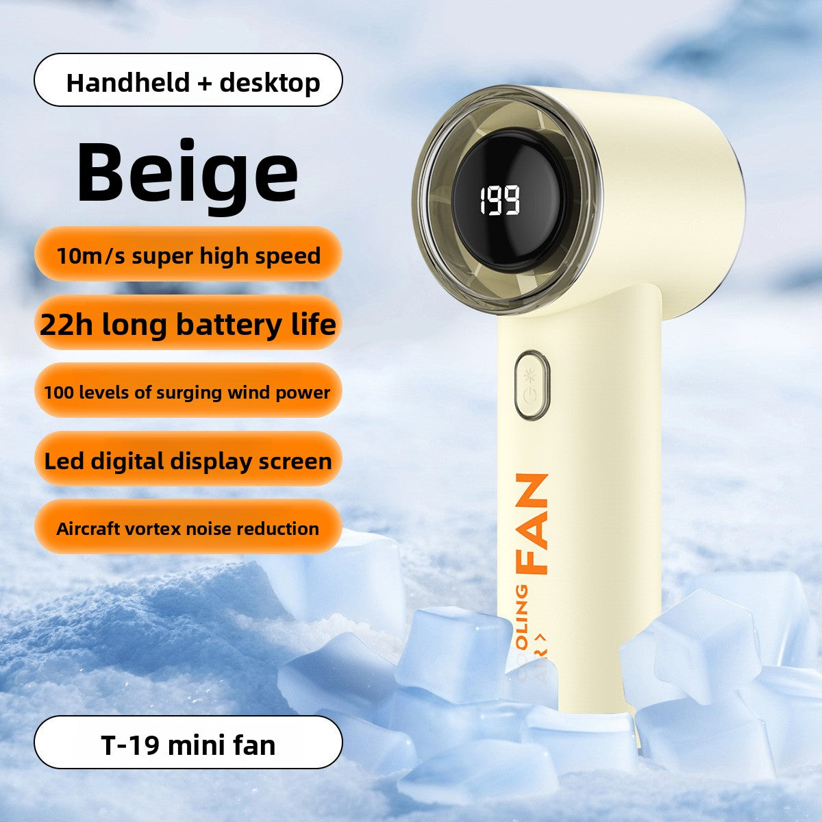 High-Speed Handheld Fan with Digital Display
