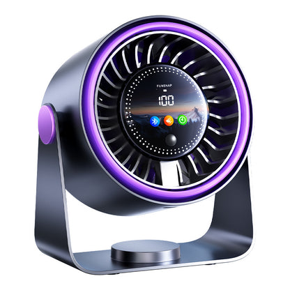High-Speed Turbine Mini Fan with Color Screen, USB Rechargeable Portable Desktop Fan