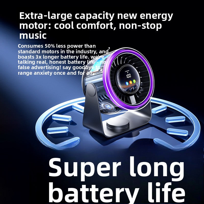 High-Speed Turbine Mini Fan with Color Screen, USB Rechargeable Portable Desktop Fan