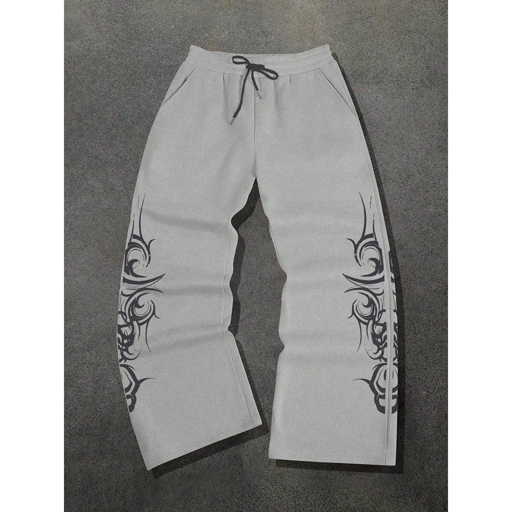 High Street Design Hip-Hop Printed Casual Straight Pants for Men