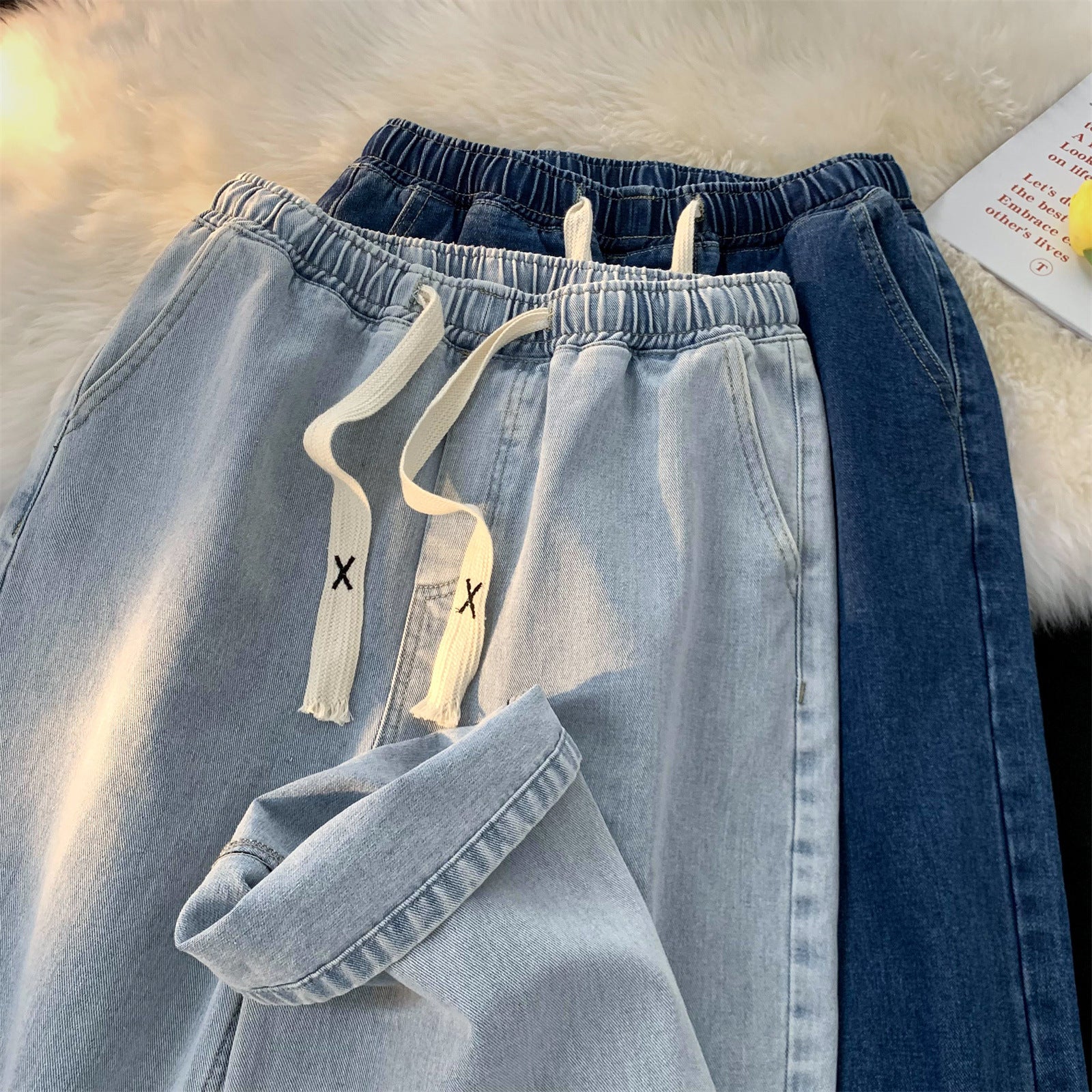 High street stretched-waist jeans