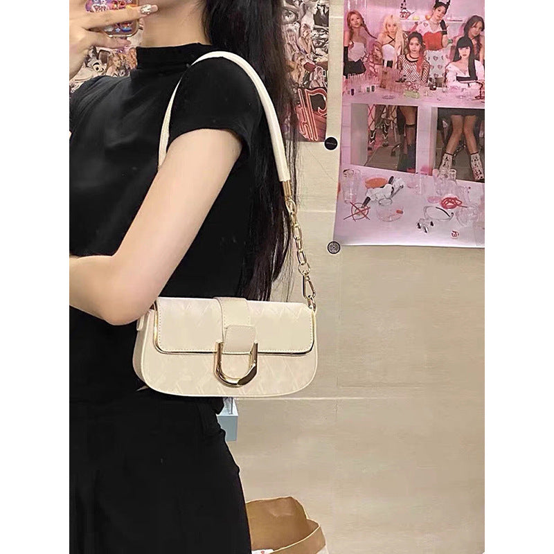 High texture simple temperament chain small square bag