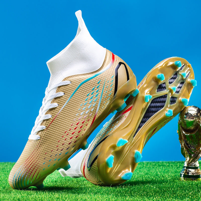 High-top football shoes with spikes