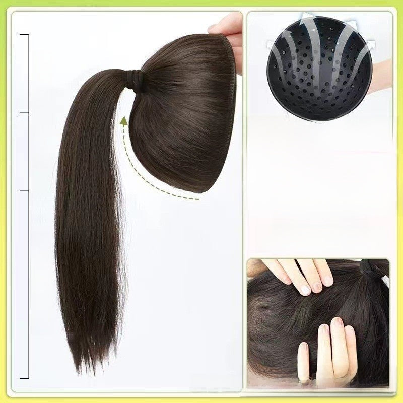 High top of the head with a bun and a false braid