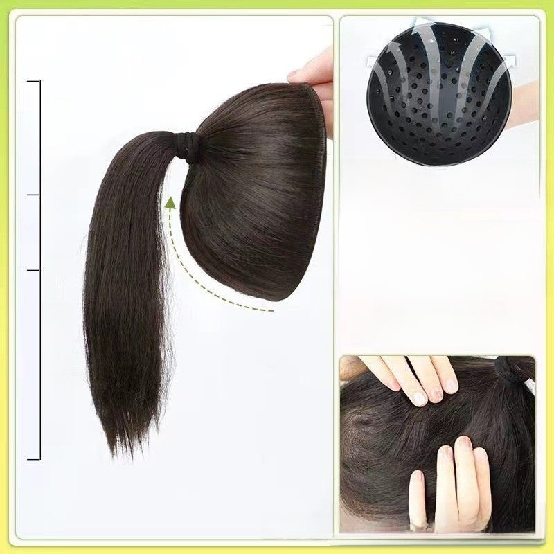High top of the head with a bun and a false braid