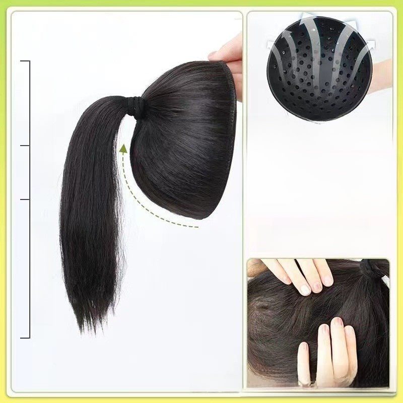High top of the head with a bun and a false braid