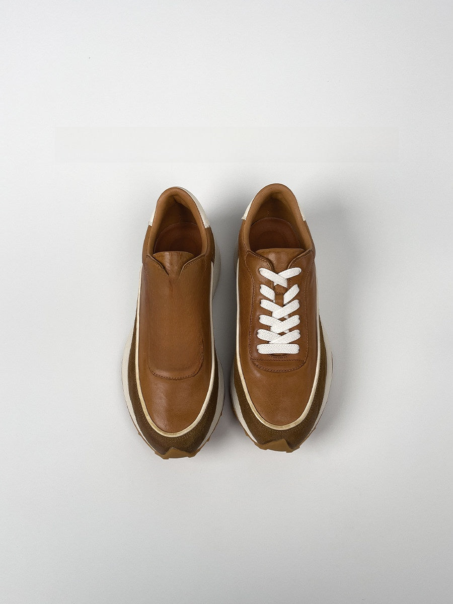 High-top vintage leather shoes