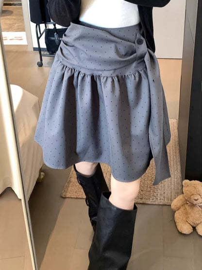 High Waist A-Line Polka Dot Skirt for Women