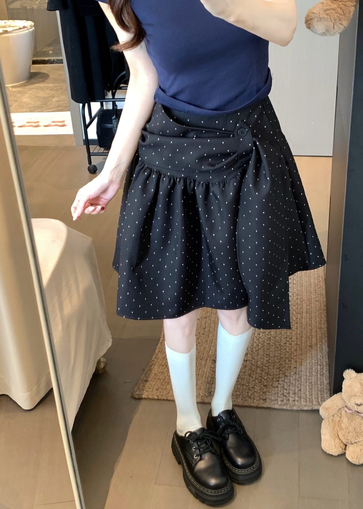 High Waist A-Line Polka Dot Skirt for Women