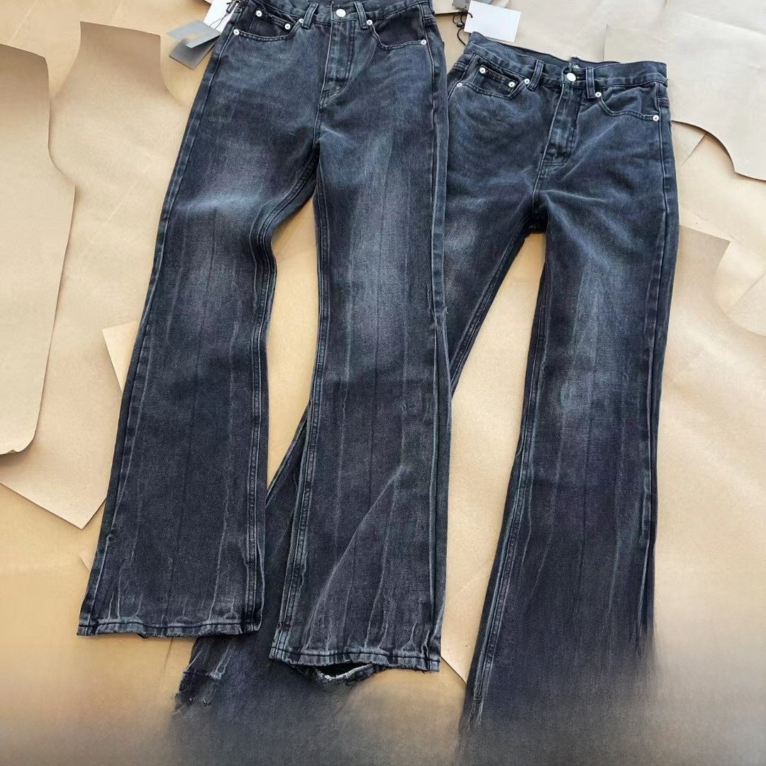 High Waist Cotton Micro-Flare Jeans