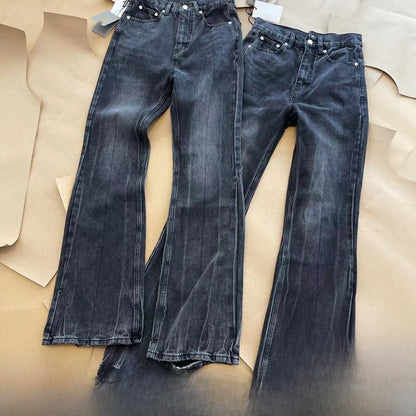 High Waist Cotton Micro-Flare Jeans