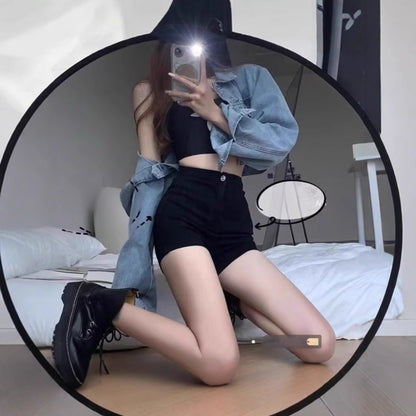 High Waist Denim Shorts A-shaped Slim Fit Hot Pants