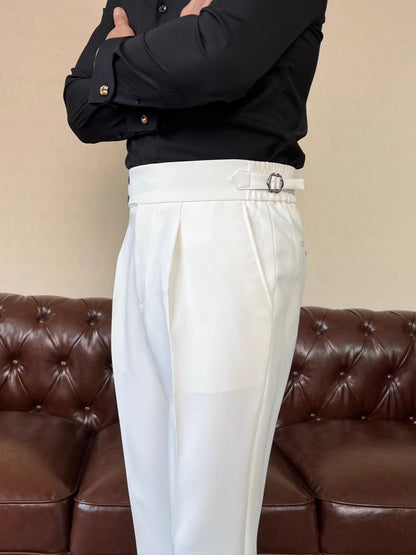 High Waist Draped Nine-Point Trousers