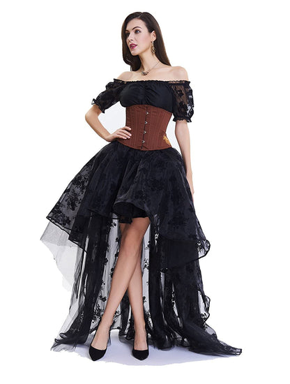 High Waist Elasticized Mesh Irregular Skirt