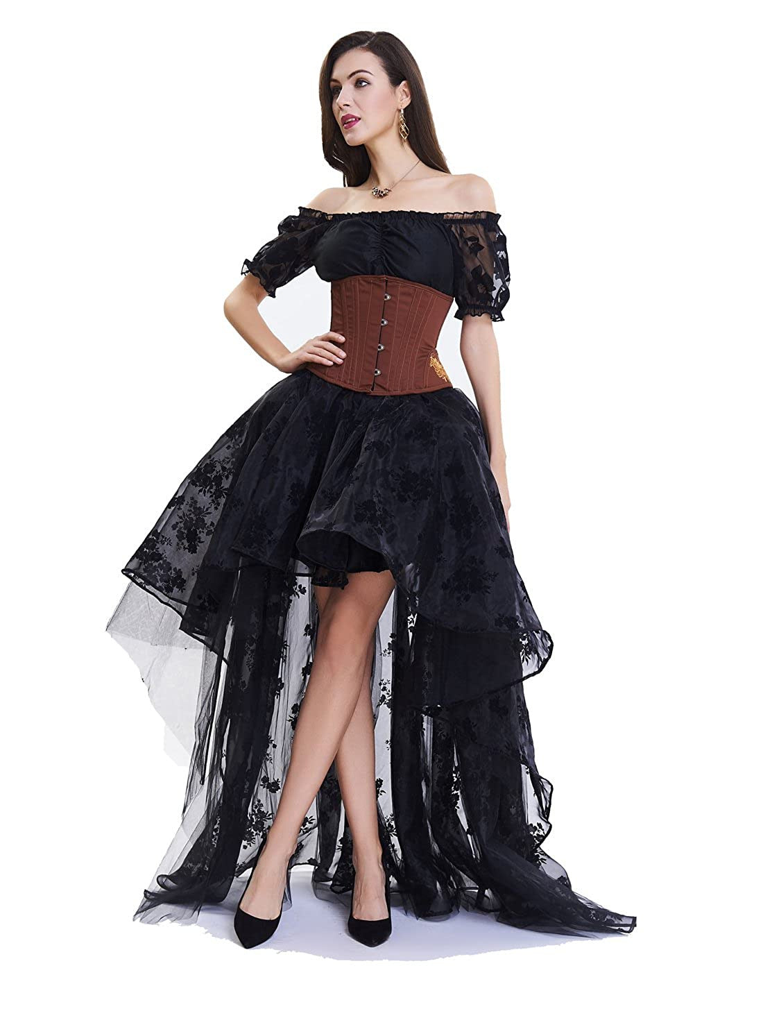 High Waist Elasticized Mesh Irregular Skirt
