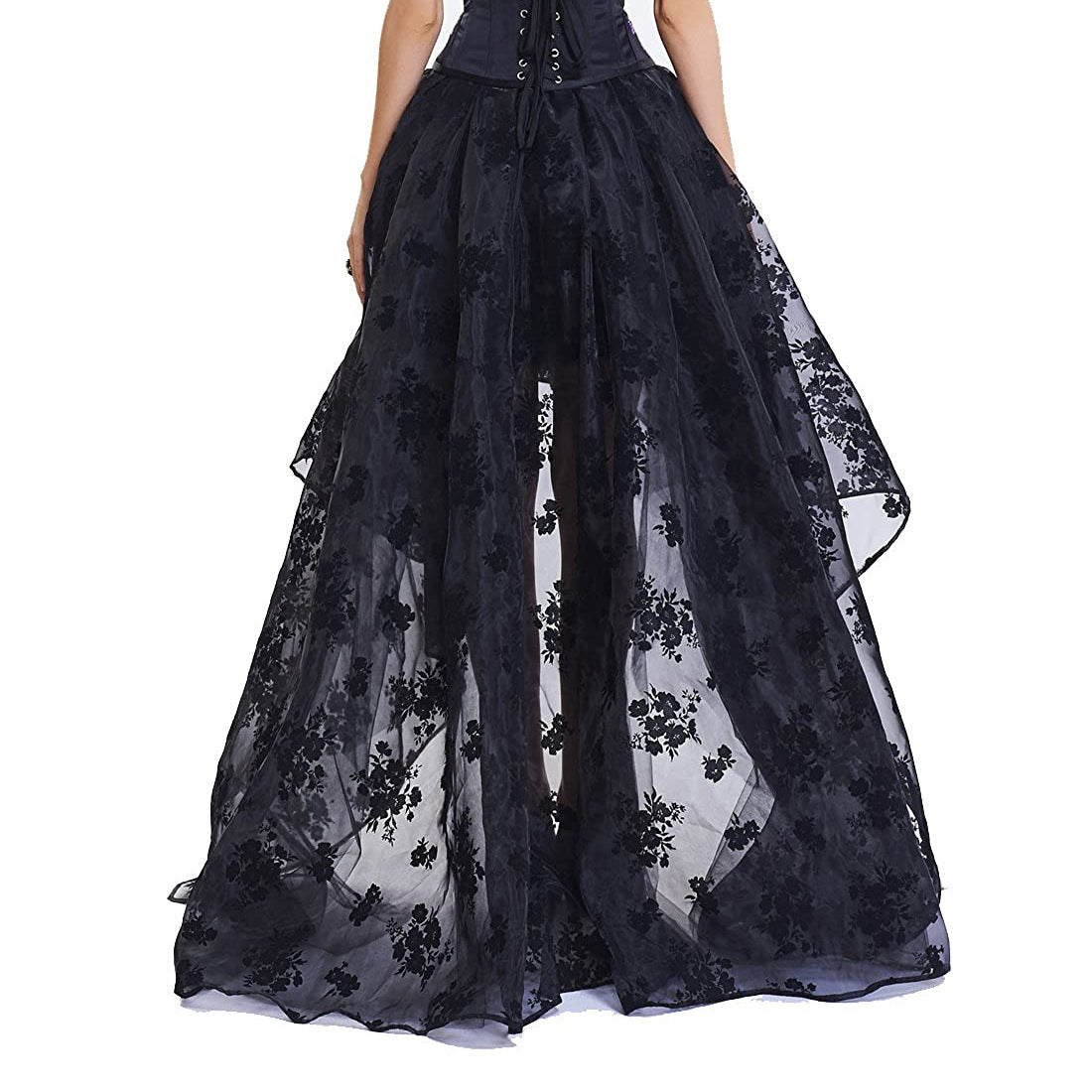 High Waist Elasticized Mesh Irregular Skirt
