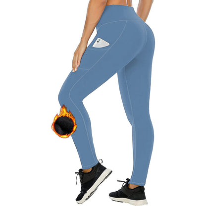 High Waist Fleece Lined Yoga Pants with Pockets