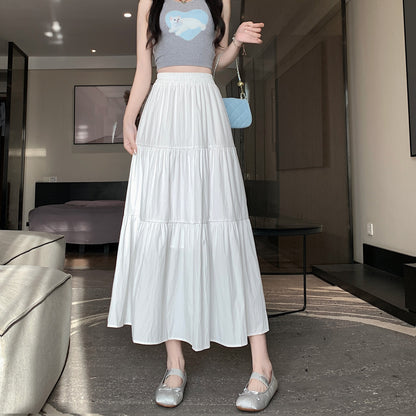High Waist Layered A-Line Midi Skirt