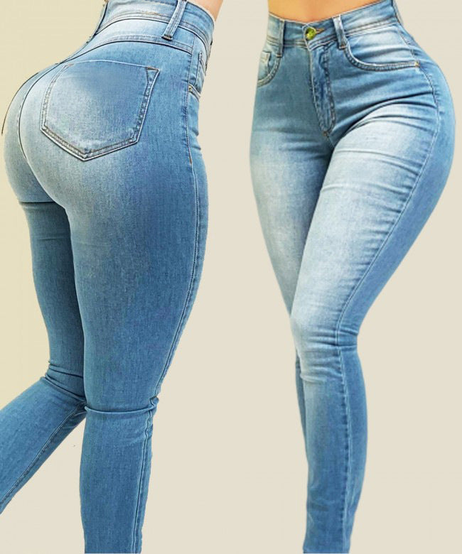 High Waist Slim Fit Denim Pants