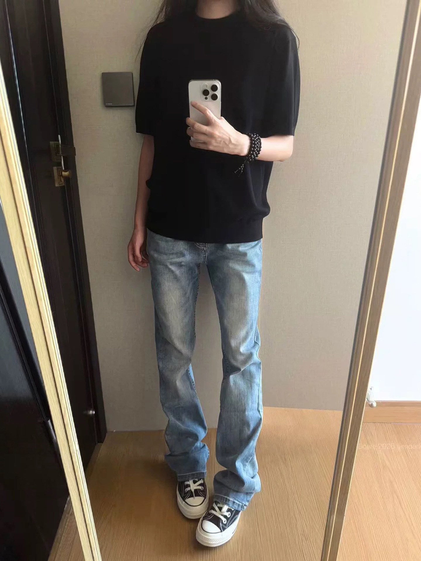 High Waist Straight Leg Denim Pants