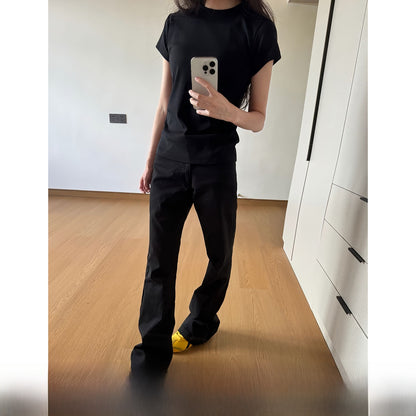 High Waist Straight Leg Denim Pants