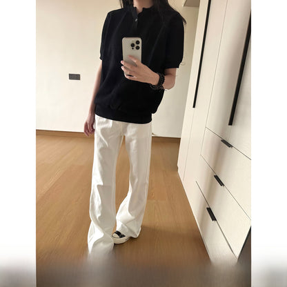 High Waist Straight Leg Denim Pants