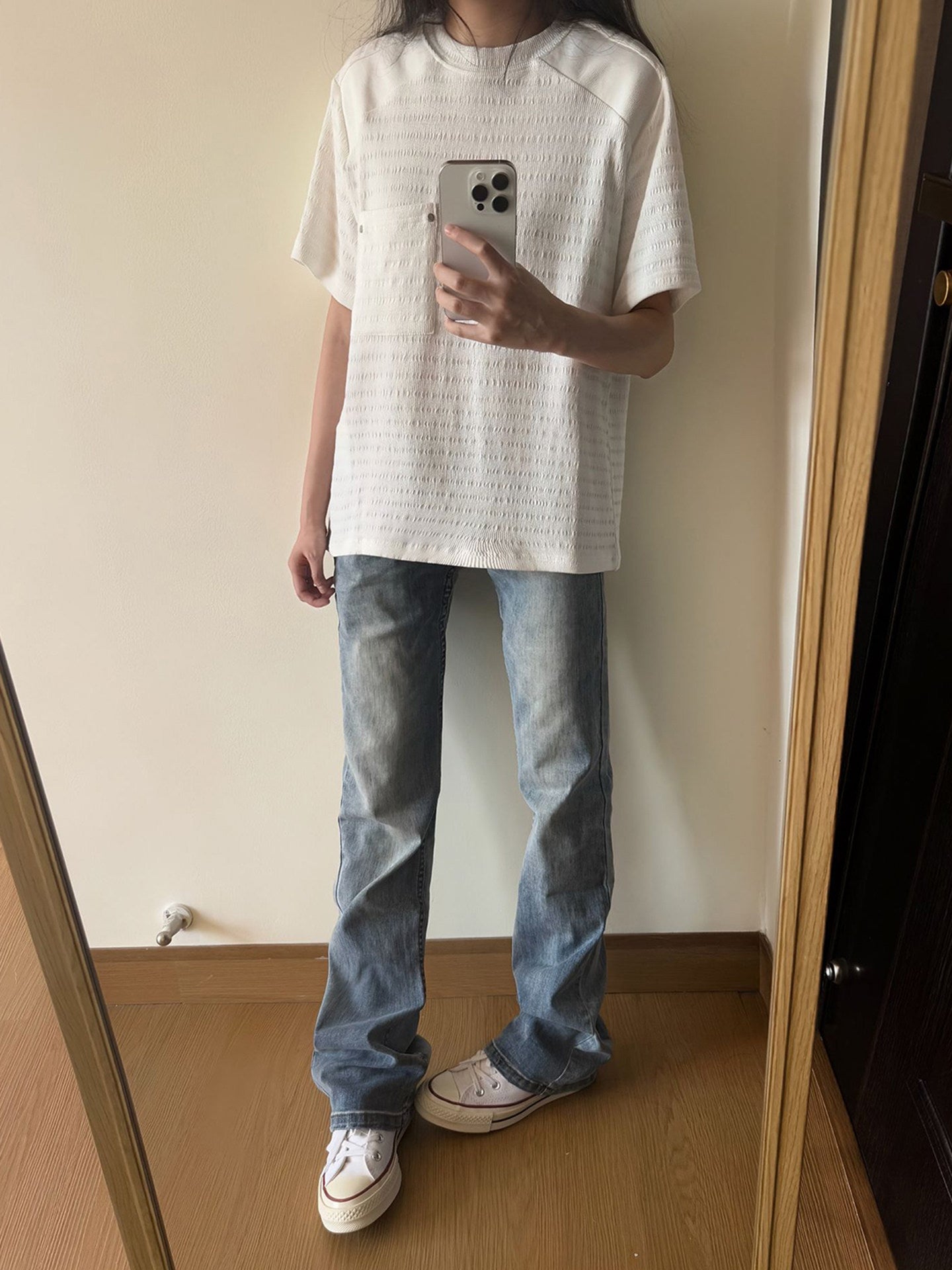 High Waist Straight Leg Denim Pants
