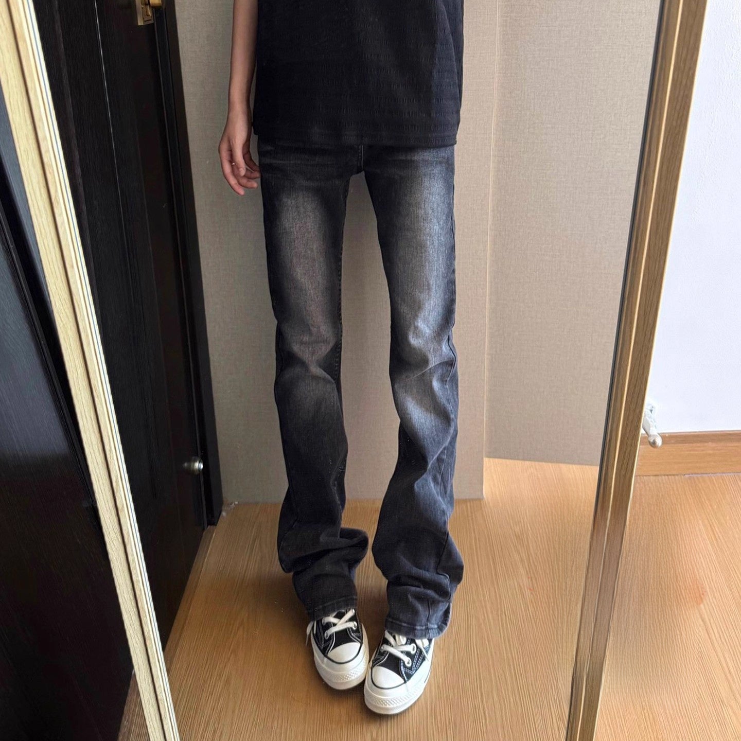 High Waist Straight Leg Denim Pants