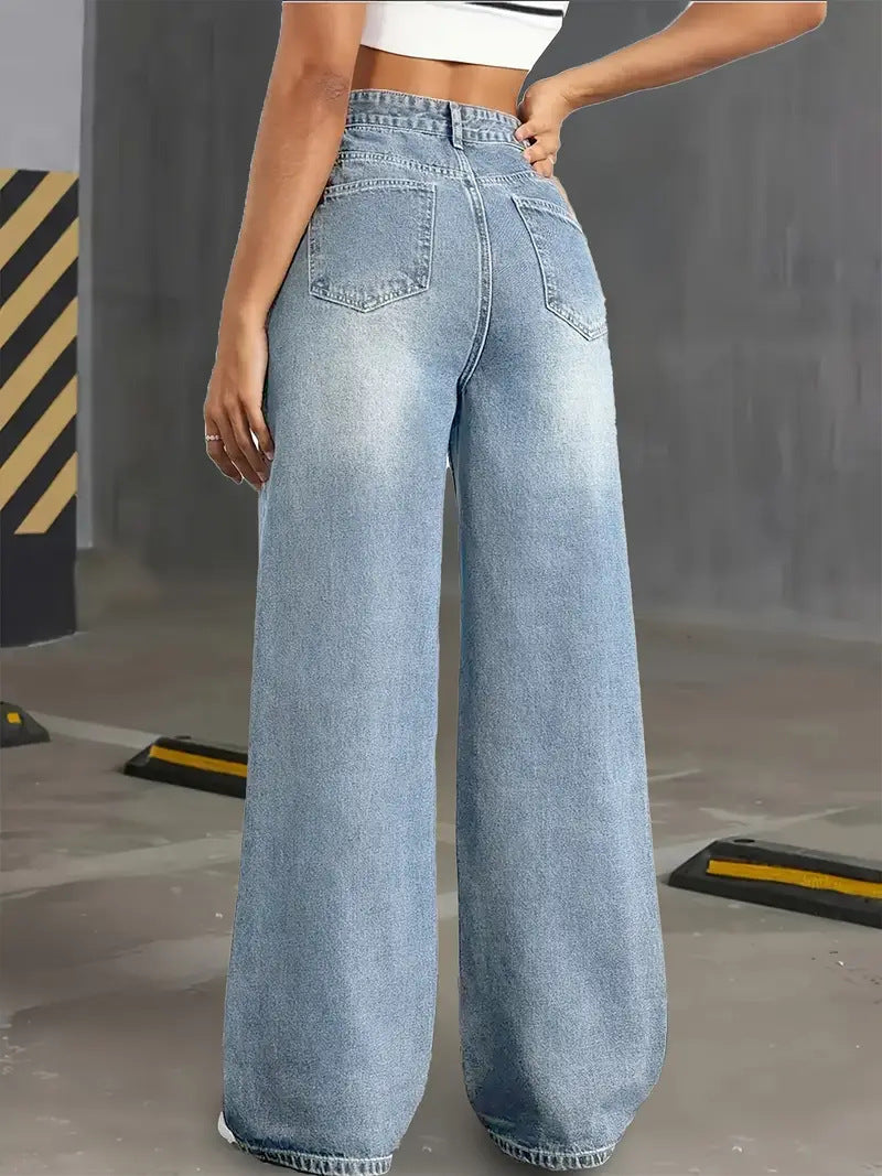 High Waist Straight Leg Stretch Jeans