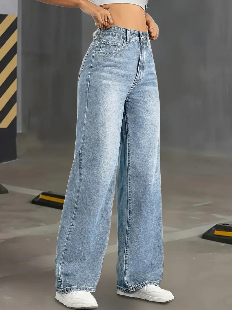 High Waist Straight Leg Stretch Jeans