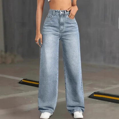 High Waist Straight Leg Stretch Jeans