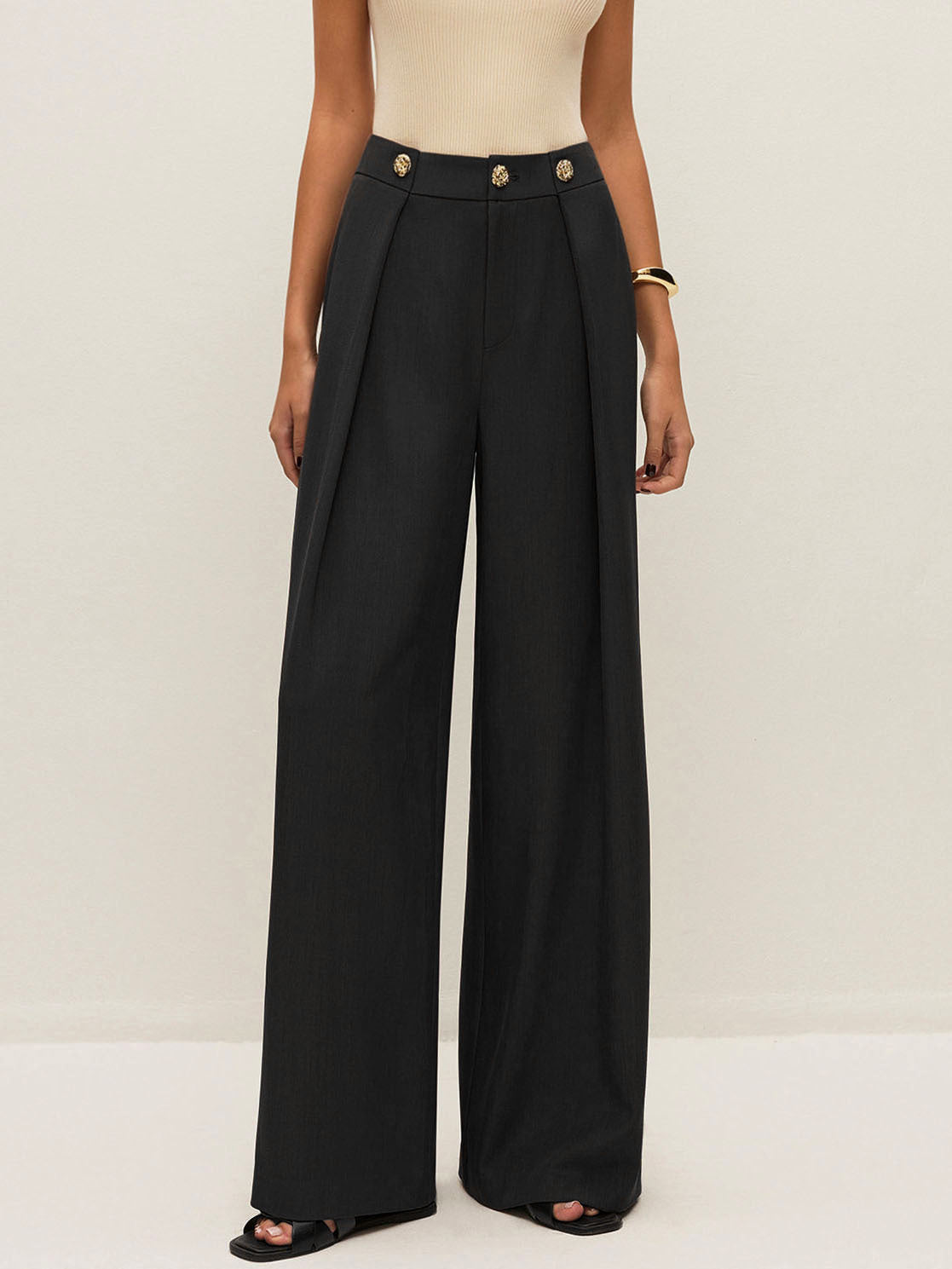 High Waist Straight Leg Trousers