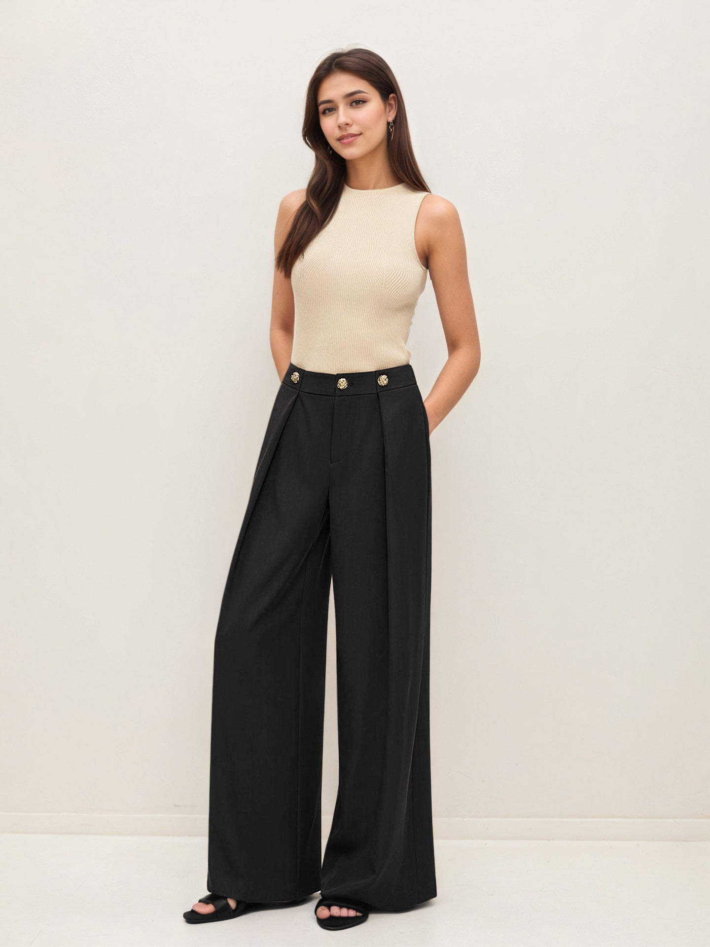 High Waist Straight Leg Trousers