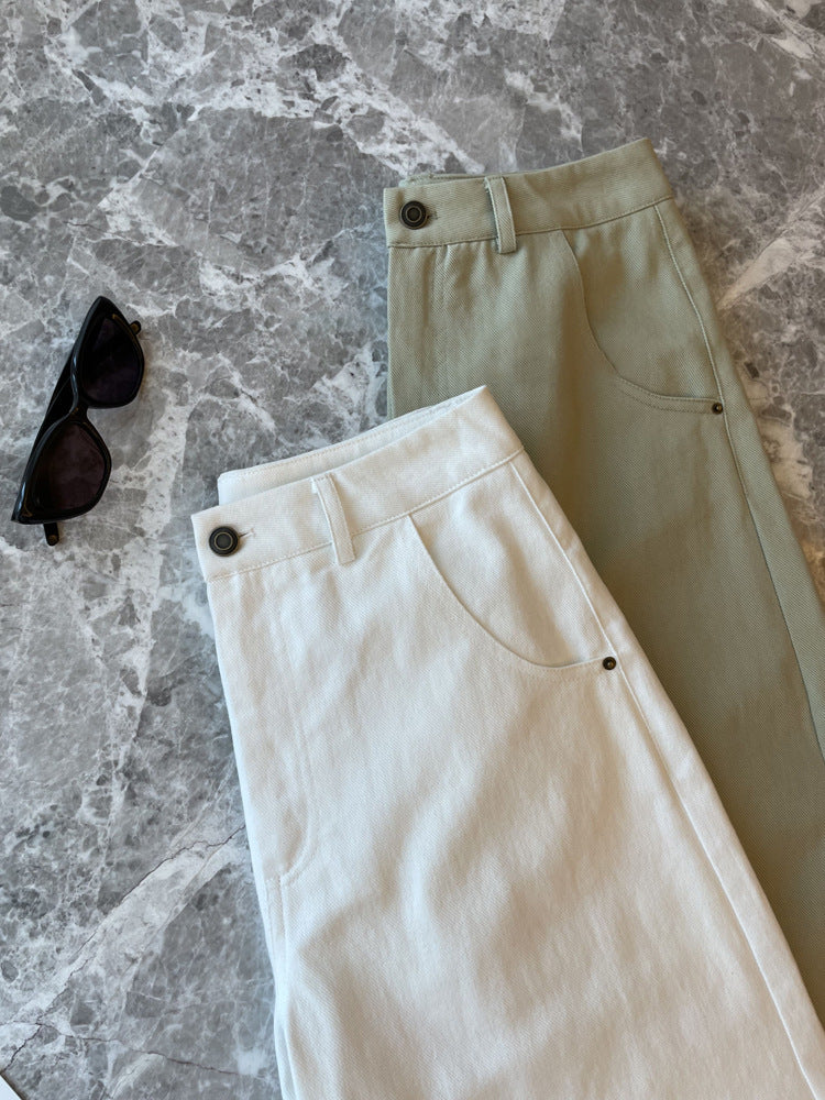 High-Waist Straight Wide-Leg Work Jeans