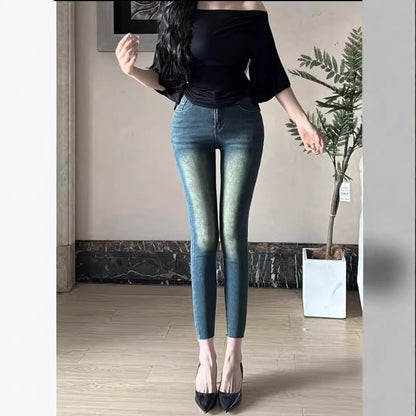 High Waist Stretch Denim Pants