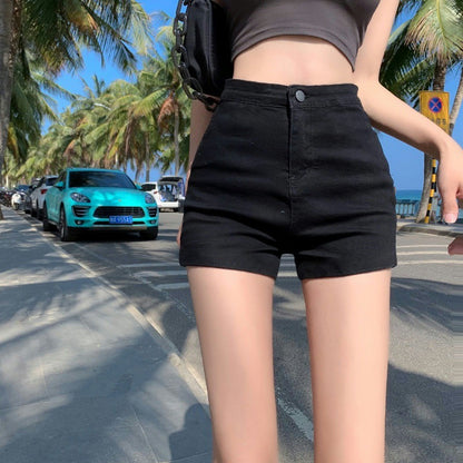 High Waist Stretch Denim Shorts