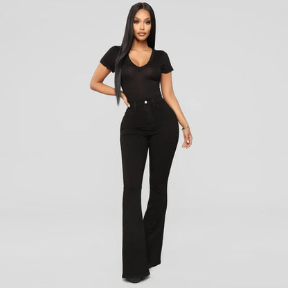 High Waist Stretch Flared Jeans