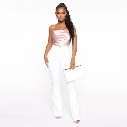 High Waist Stretch Flared Jeans