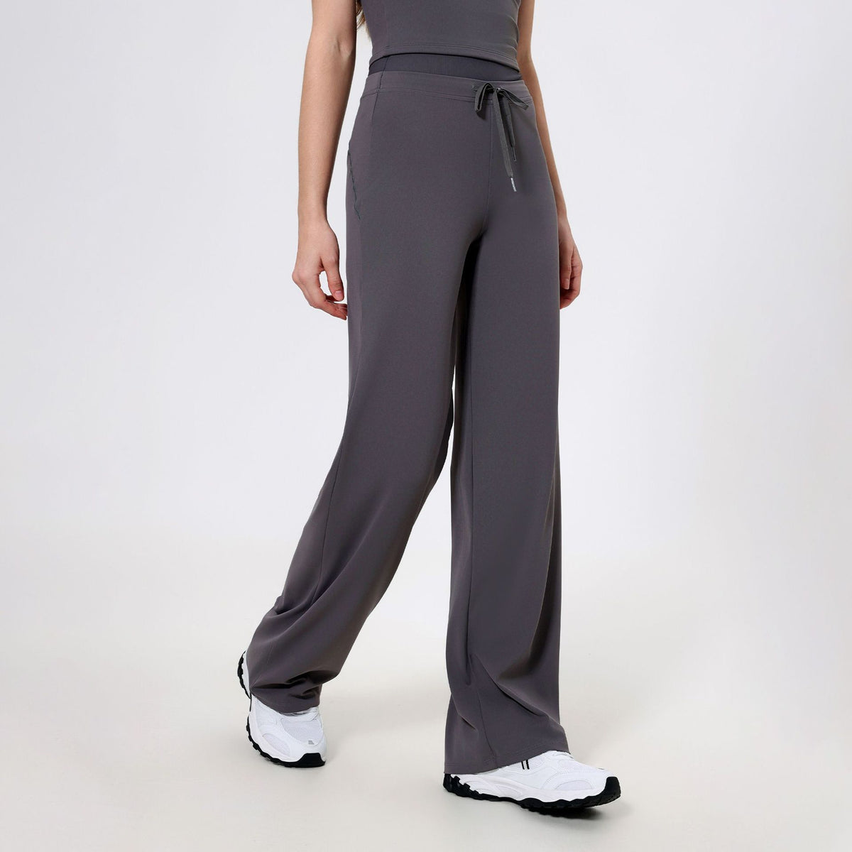 High Waist Threaded Abdominal Tinder Sports Loose Straight Pants