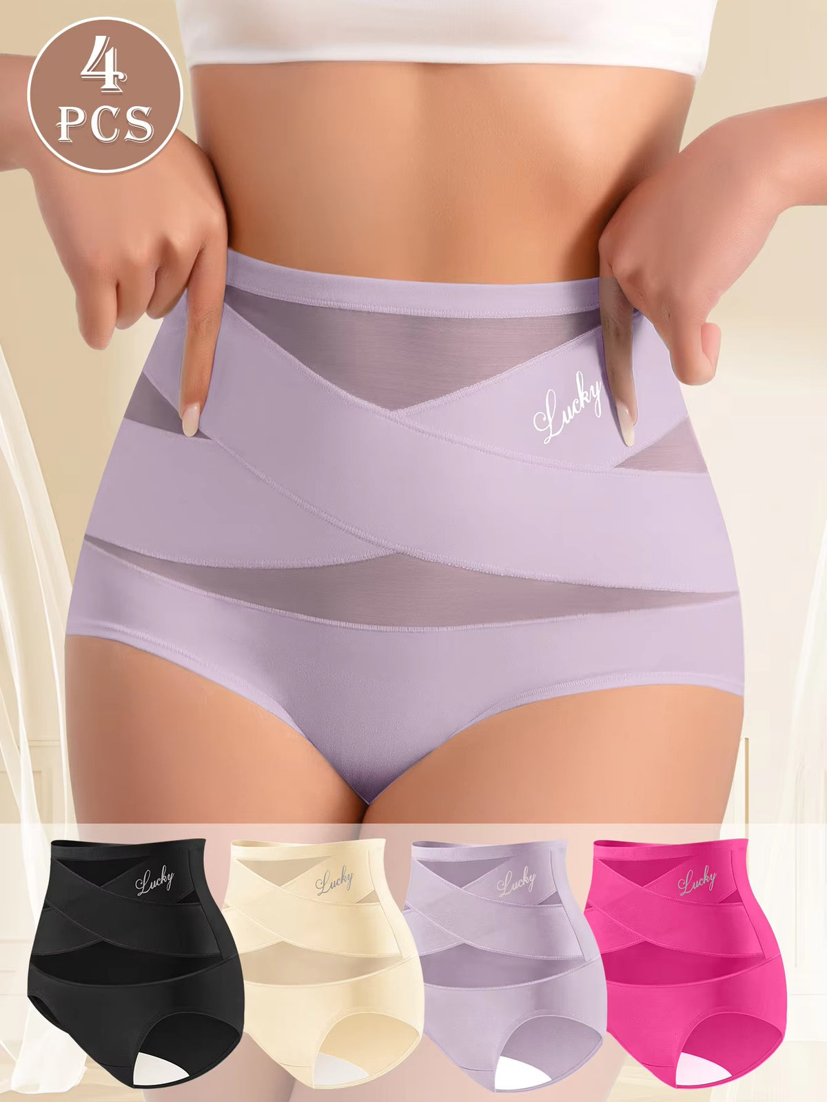 High Waist Tummy Control Women Underwear Breathable Seamless Briefs