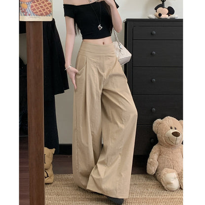 High Waist Wide Leg Drapery Pants