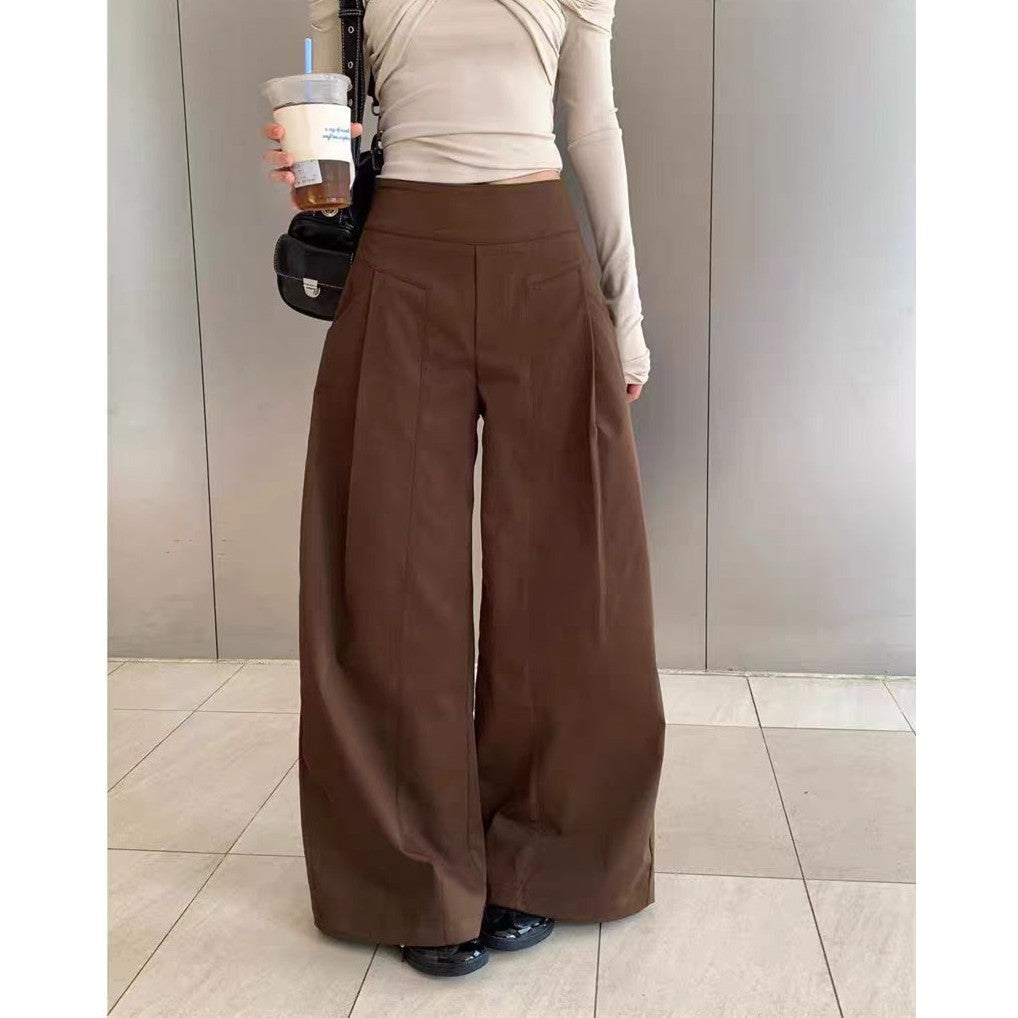 High Waist Wide Leg Drapery Pants