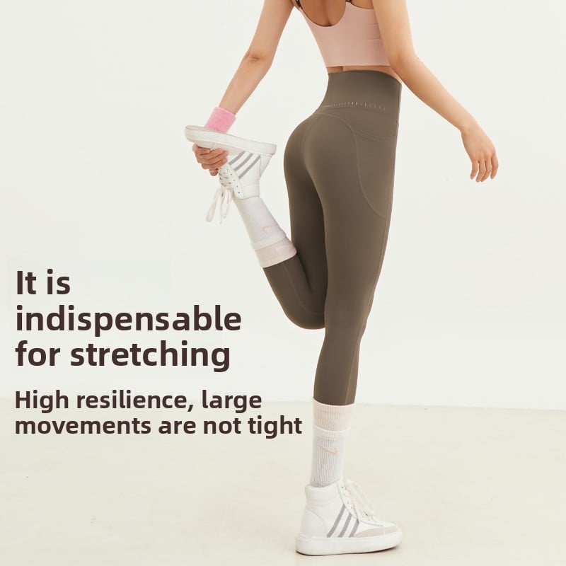 High Waist Yoga Pants with Pockets-Stretchy Quick-Dry Workout Leggings