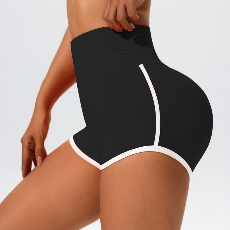 High Waist Yoga Sports Shorts with Reflective Stripes