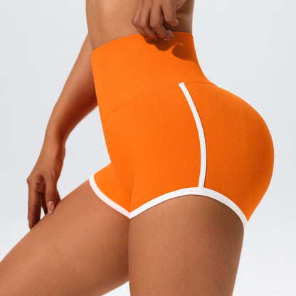 High Waist Yoga Sports Shorts with Reflective Stripes