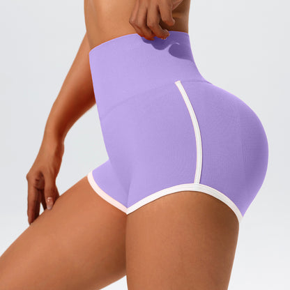 High Waist Yoga Sports Shorts with Reflective Stripes