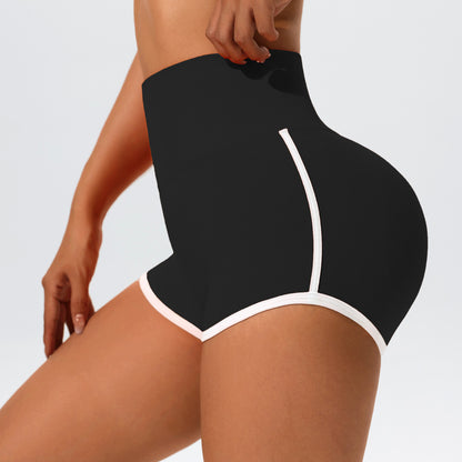 High Waist Yoga Sports Shorts with Reflective Stripes